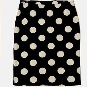 Polka Dot Black White  Straight Skirt Single Knit Blend USA no tag